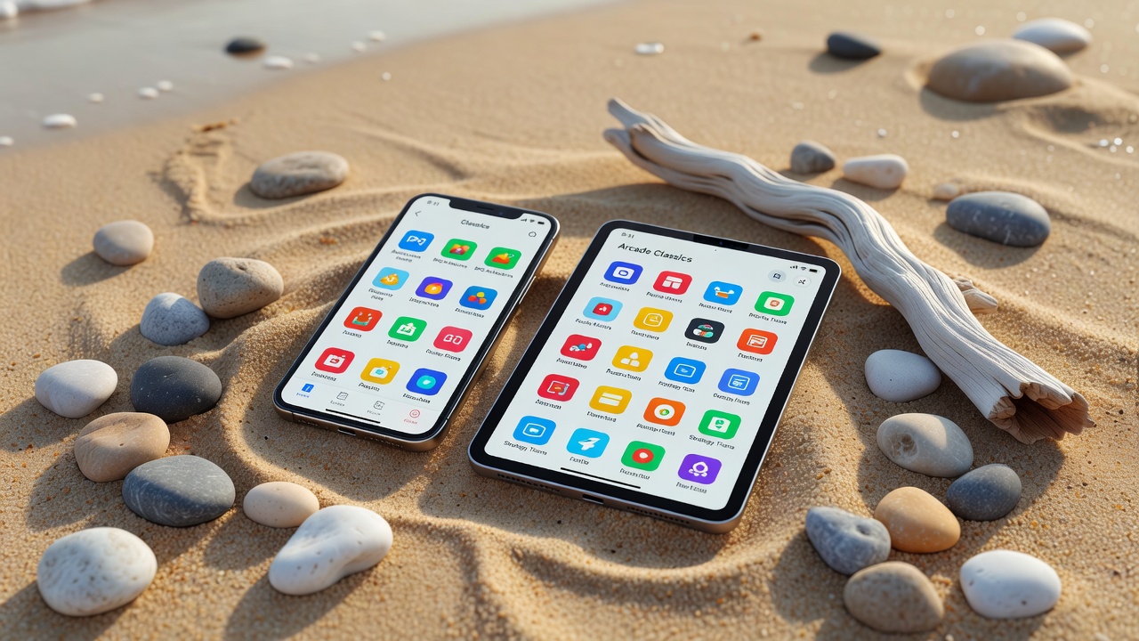 Game library organization portrayed on sand